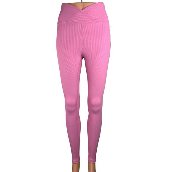 NEW Years Of Ours Veronica Pink Ribbed Pull On Activewear Leggings Pants  Sz M - Picture 4 of 9